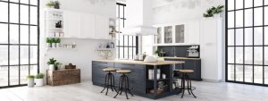 cucina con isola in stile nordico