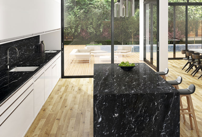 Piano cucina nero su misura