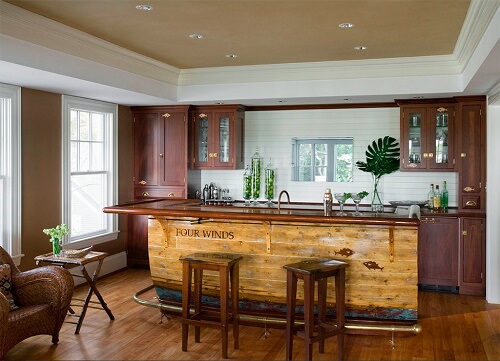 Esempio di bancone da bar per la casa in pietra