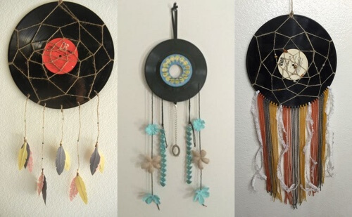 Acchiappasogni fatti con dischi in vinile