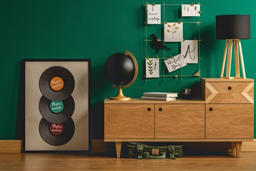 Quadro con dischi in vinile