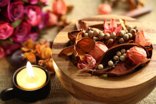 pot-pourri fiori secchi e candela