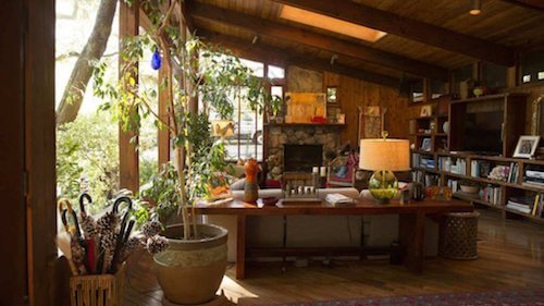 salotto vetrata tetto in legno