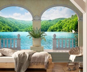 Tecnica del trompe l'oeil sul muro del salotto