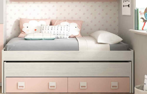 letto estraibile con cassetti