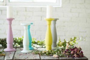 Candelabri con effetto chalk paint