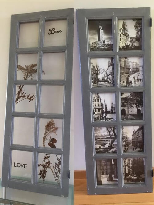 Decorazione sostenibile: finestre usate per decorare