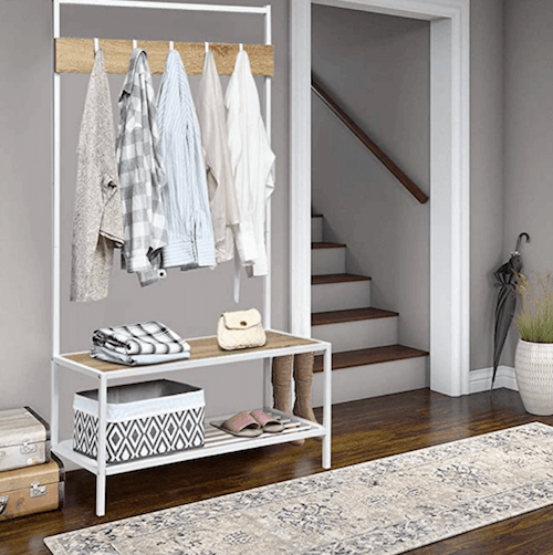 Appendiabiti con panca e portascarpe.